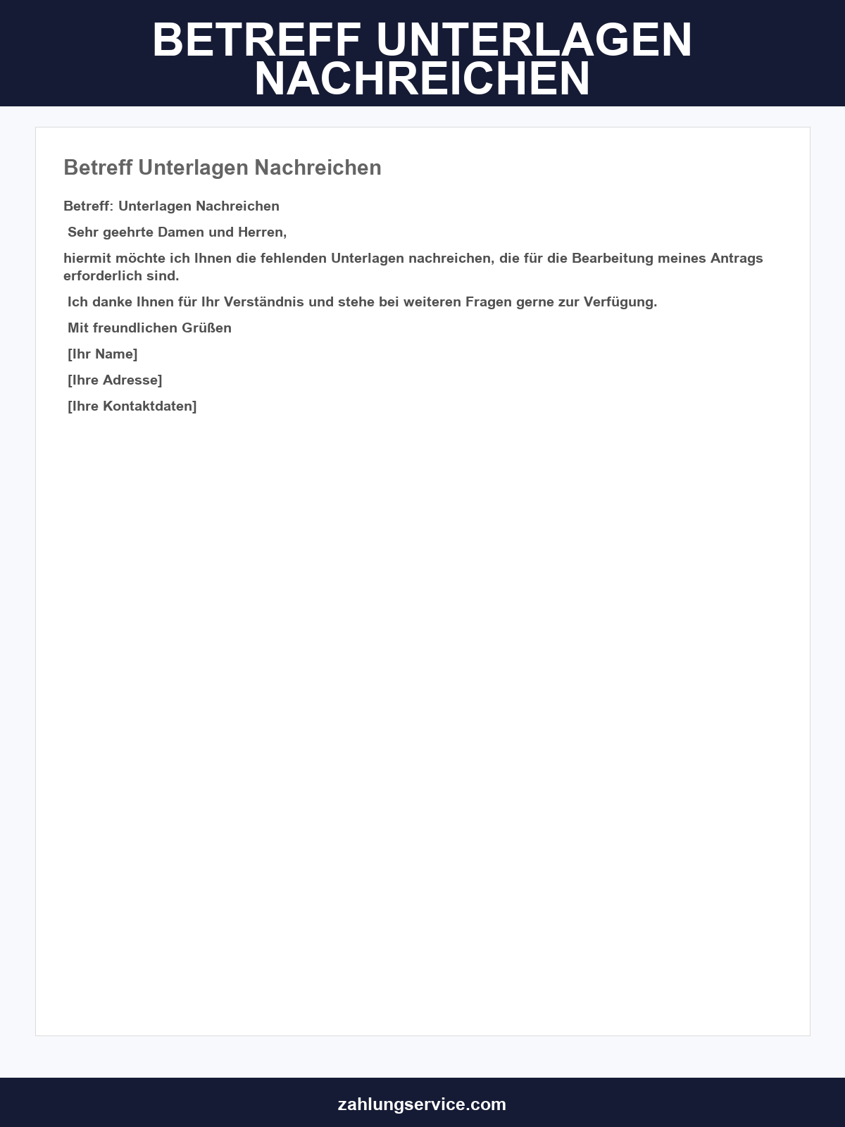 Betreff Unterlagen Nachreichen
