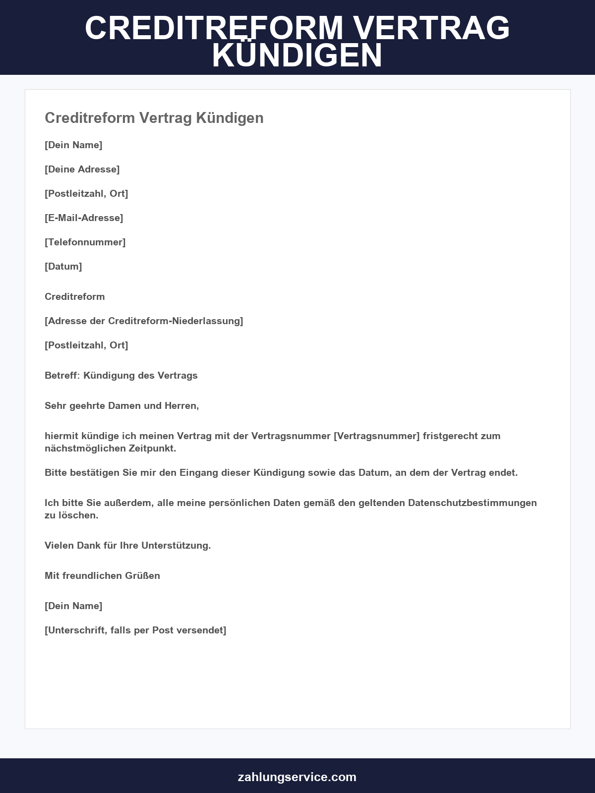 Creditreform Vertrag Kündigen