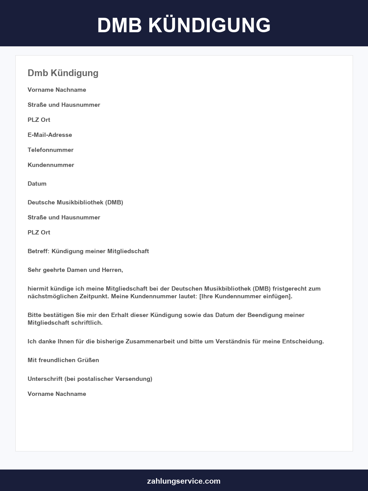 Dmb Kündigung Vorlage