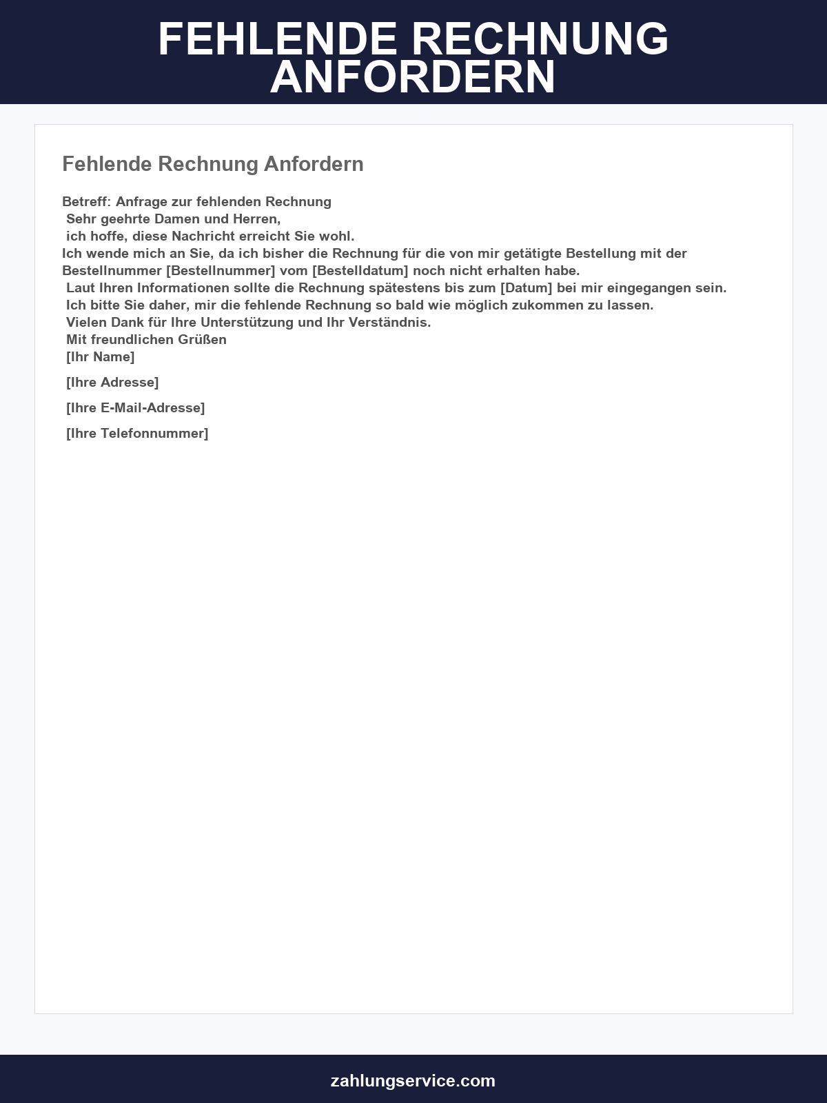 Fehlende Rechnung Anfordern Muster E-Mail
