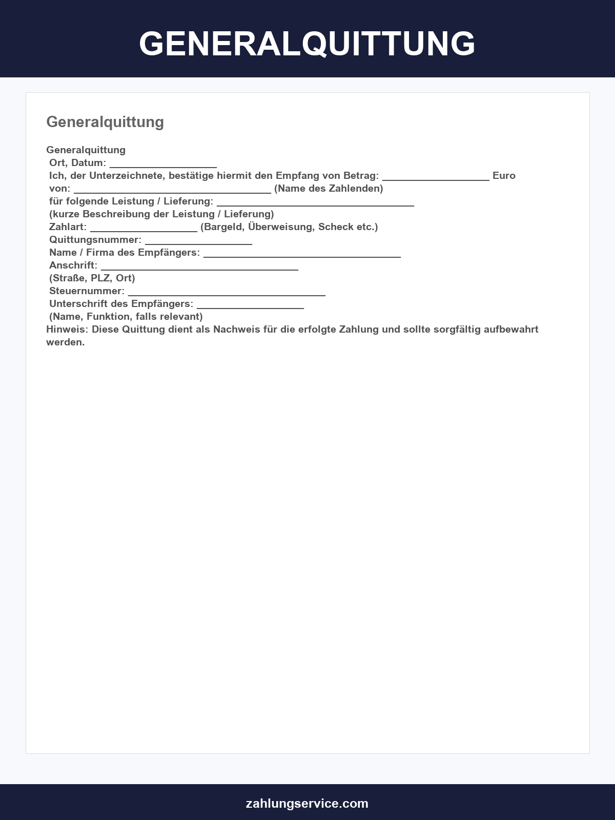 Generalquittung Muster