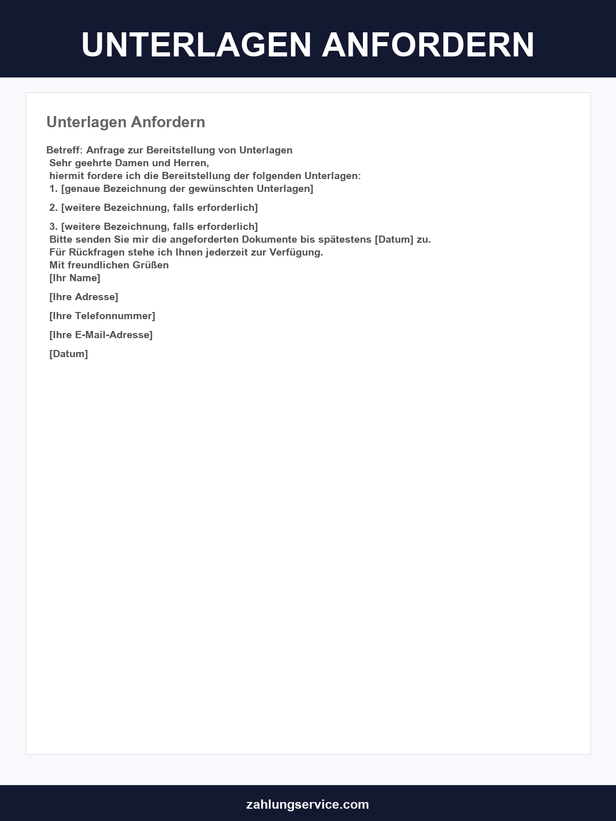 Unterlagen Anfordern Musterbrief